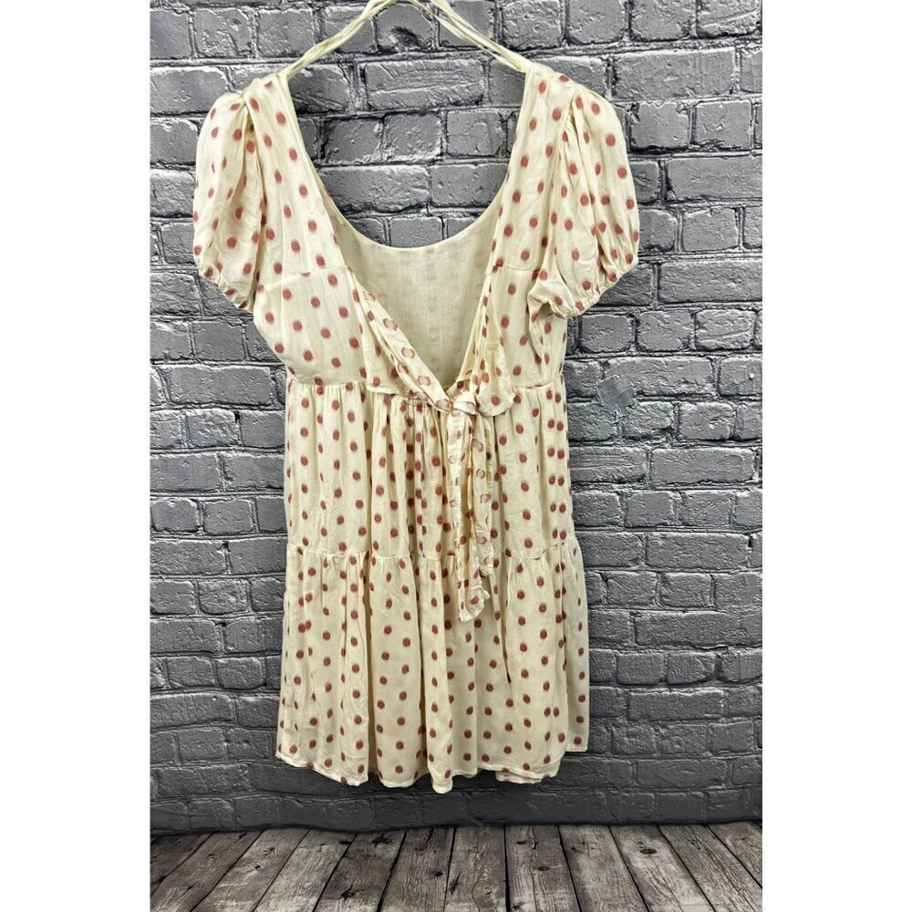 Max Studio Red  Polka Dot Mini Tiered Dress Tan Size S - Picture 2 of 8